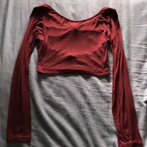 Tobi long sleeve crop top with bow back detail